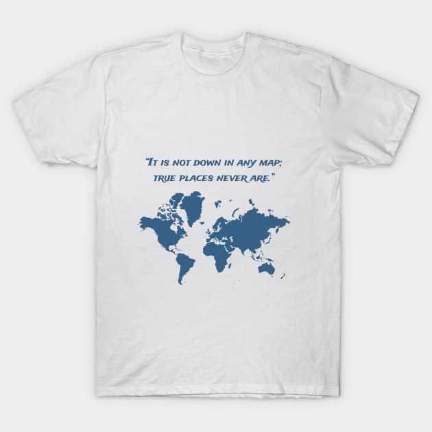 Travel Map with a Quote T-Shirt by Hindone